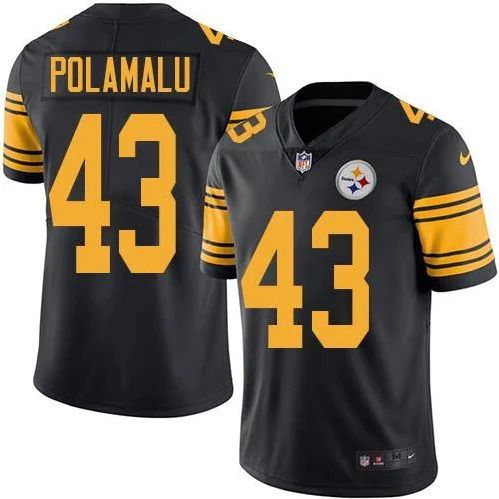 Men Pittsburgh Steelers 43 Troy Polamalu Nike Black Color Rush Limited NFL Jersey